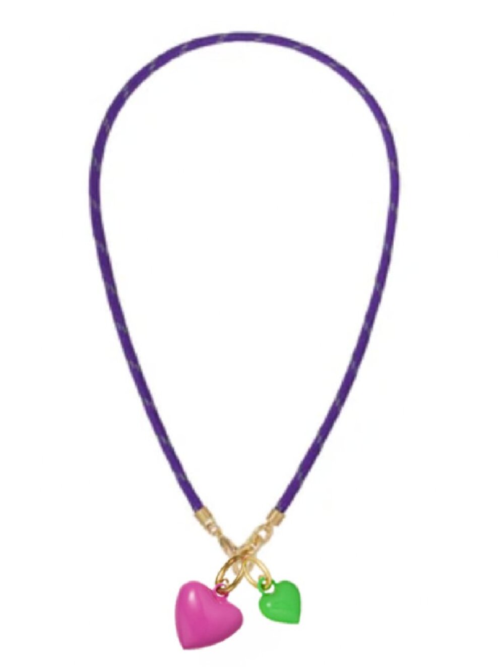 Roxanne Assoulin The Happy Cord Mini Double Heart Necklace Grape/Magenta/Apple